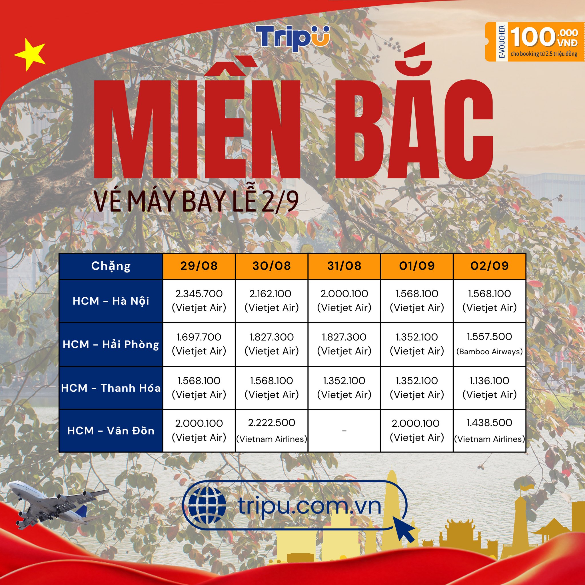 Bảng giá tham khảo bay từ TP.HCM