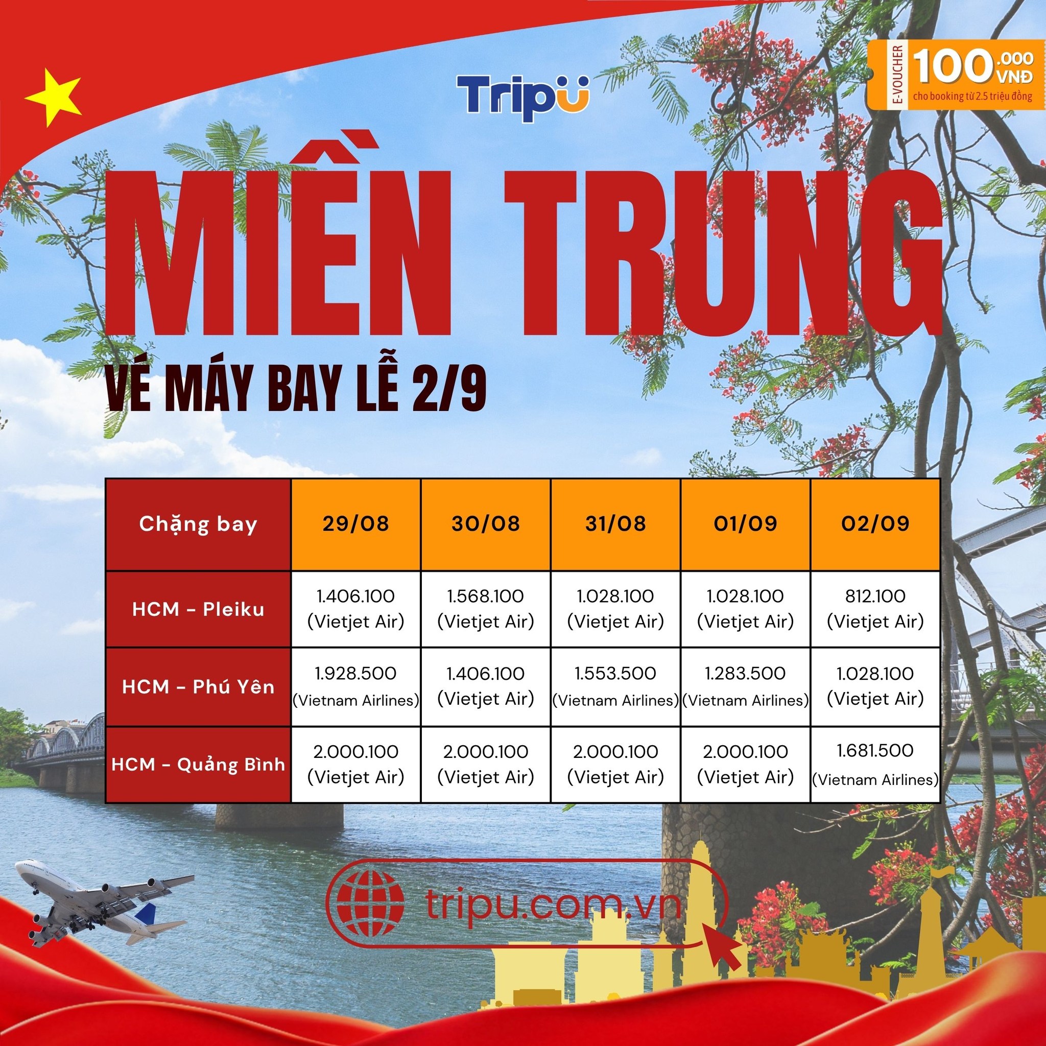 Bảng giá tham khảo bay từ TP.HCM