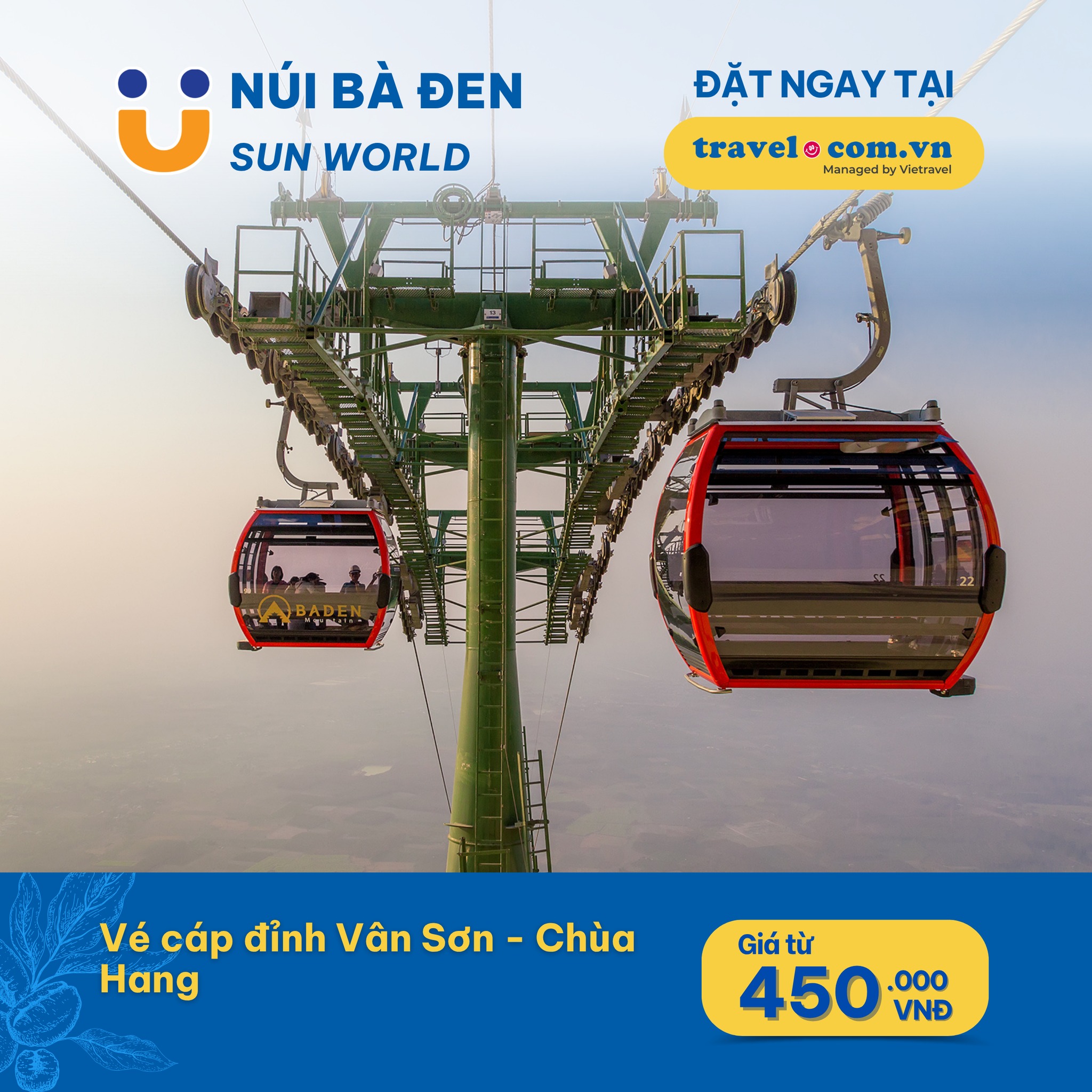 Vé cáp đỉnh Vân Sơn - Chùa Hang