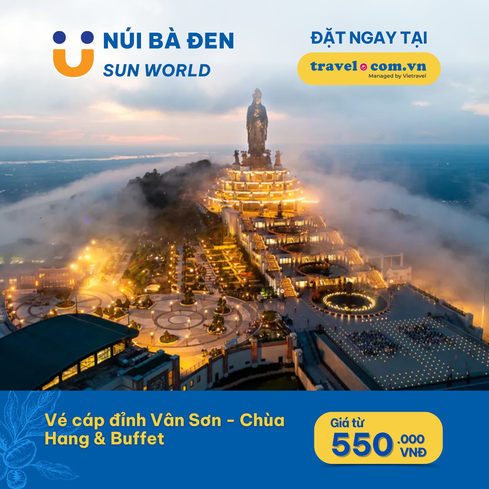 Vé cáp đỉnh Vân Sơn - Chùa Hang và buffet