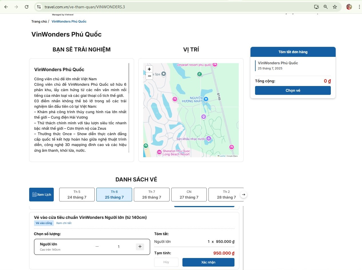 BƯỚC 4 Sau khi chọn số lượng vé click “xác nhận” và click “đặt ngay” để nhập thông tin.