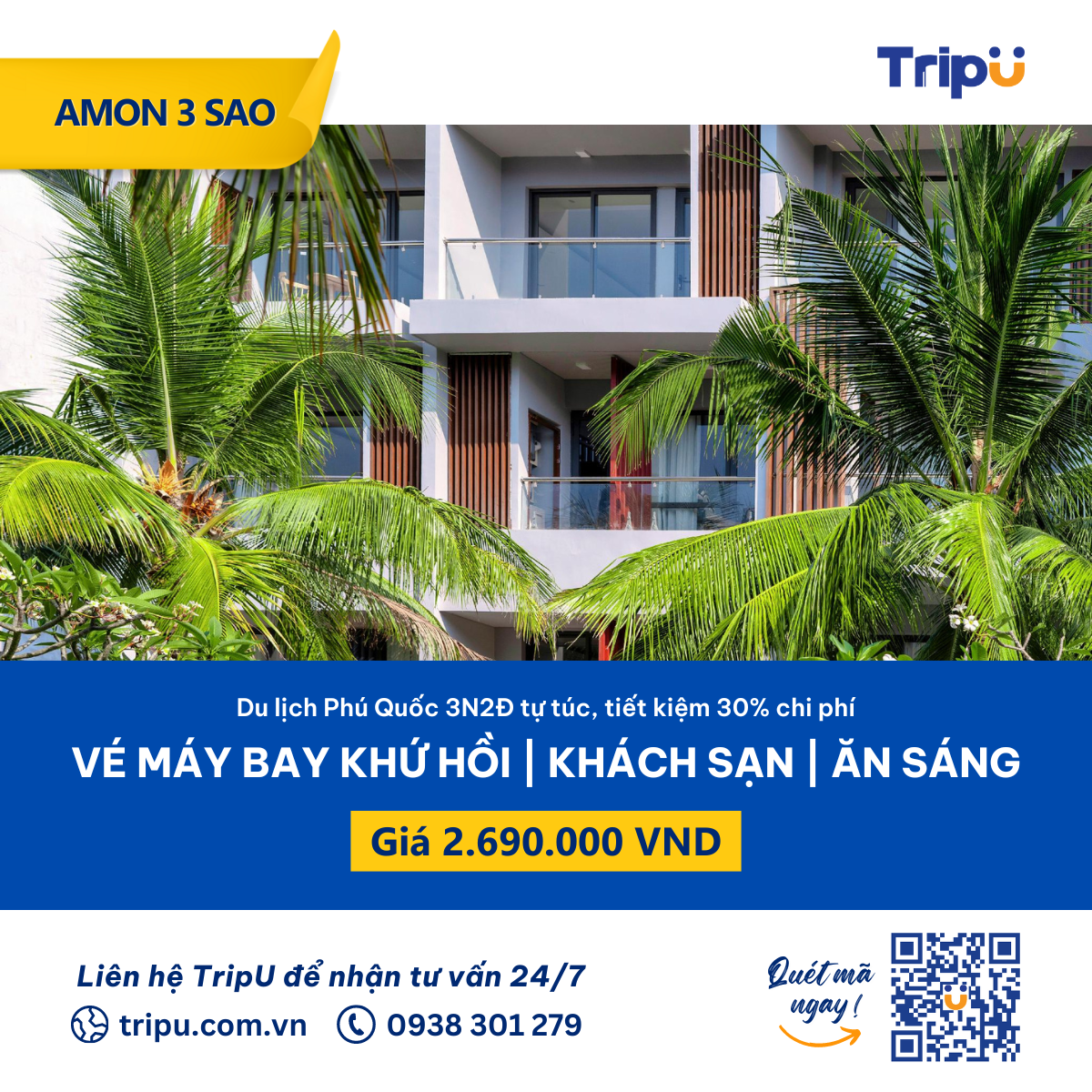 Combo Phú Quốc 3N2Đ Amon Hotel 3 sao