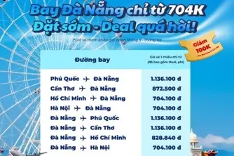 Bay Đà Nẵng chỉ từ 704.000đ đã gồm thuế phí