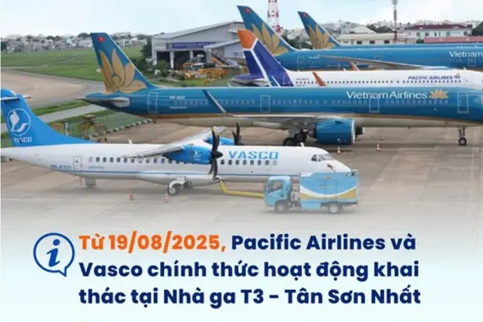 Từ 19 tháng 08 Pacific Airlines và Vasco chuyển sang khai thác nhà ga T3 Tân Sơn Nhất Từ 19 tháng 08 Pacific Airlines và Vasco chuyển sang khai thác nhà ga T3 Tân Sơn Nhất